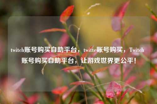 twitch账号购买自助平台，twitte账号购买，Twitch 账号购买自助平台，让游戏世界更公平！