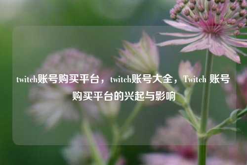 twitch账号购买平台，twitch账号大全，Twitch 账号购买平台的兴起与影响