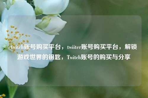 twitch账号购买平台，twiiter账号购买平台	，解锁游戏世界的钥匙，Twitch账号的购买与分享  第1张