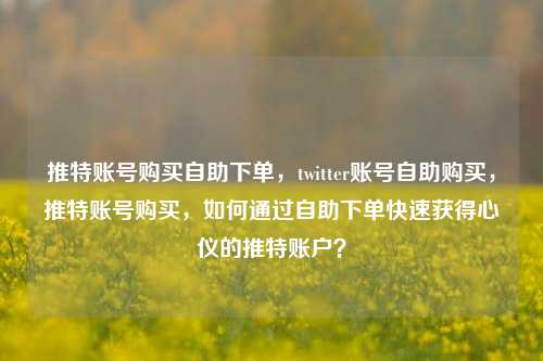 推特账号购买自助下单，twitter账号自助购买，推特账号购买，如何通过自助下单快速获得心仪的推特账户？